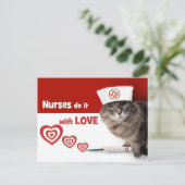 Krankenschwestern machen das mit Liebe. Funny Kitt Postkarte (Stehend Vorderseite)
