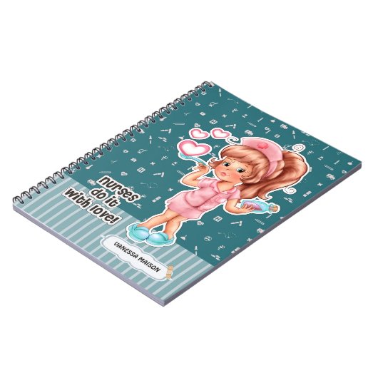 Krankenschwestern machen das mit Liebe. Geschenk f Notizblock (Linke Seite)