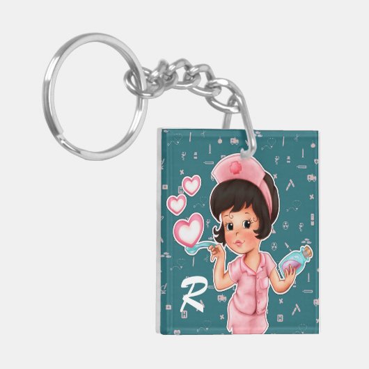 Krankenschwestern machen das mit Liebe. Geschenk f Schlüsselanhänger (Vorderseite links)