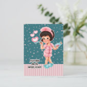 Krankenschwestern machen das mit Liebe. Niedliche  Postkarte (Stehend Vorderseite)