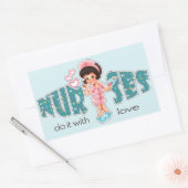 Krankenschwestern machen das mit Liebe. Niedliche  Rechteckiger Aufkleber (Umschlag)