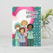Krankenschwestern sind das Herz. Benutzerdefiniert Dankeskarte (Stehend Vorderseite)