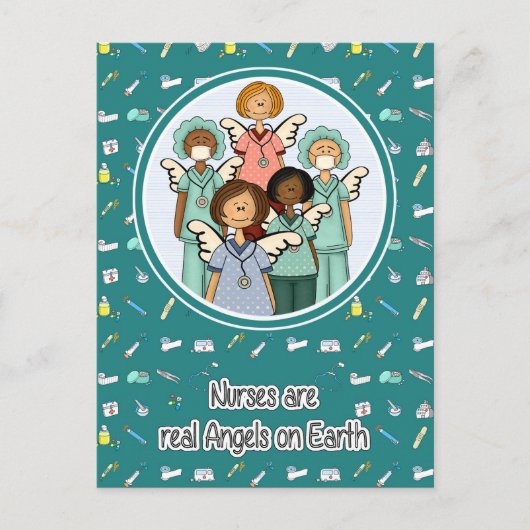 Krankenschwestern sind echte Engel auf Erden Postkarte (Vorderseite)