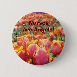 Krankenschwestern sind Engel! Knöpfe Tulpen Blumen Button