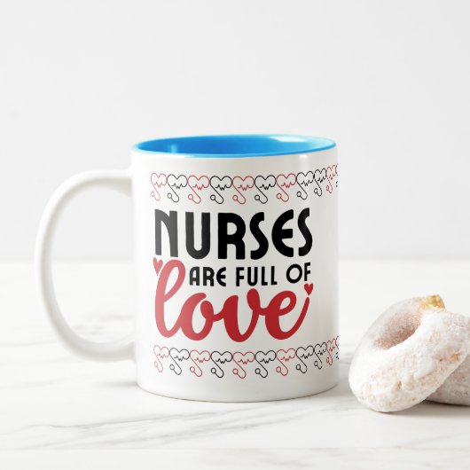 Krankenschwestern sind voll von Liebe - Krankensch Zweifarbige Tasse (Mit Donut)