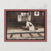 Krankenschwestern und Verwundete am Bahnhof Postkarte (Vorderseite)