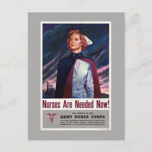 Krankenschwestern werden jetzt gebraucht - Vintage Postkarte (Vorderseite)