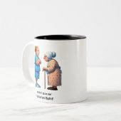 Krankenversicherung mit Feisty Granny Zweifarbige Tasse (Vorderseite Links)