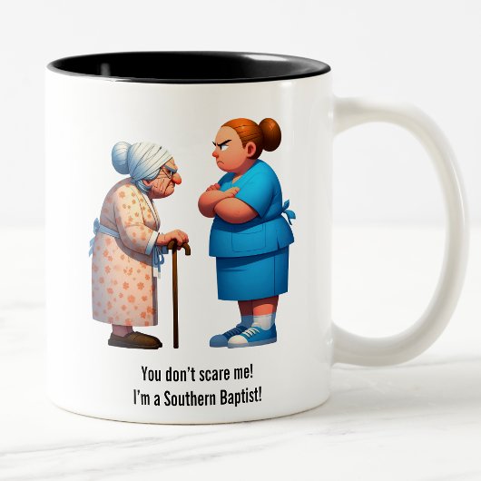 Krankenversicherung mit Feisty Granny Zweifarbige Tasse