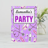 Krankenversicherung Party Lila Einladung (Stehend Vorderseite)