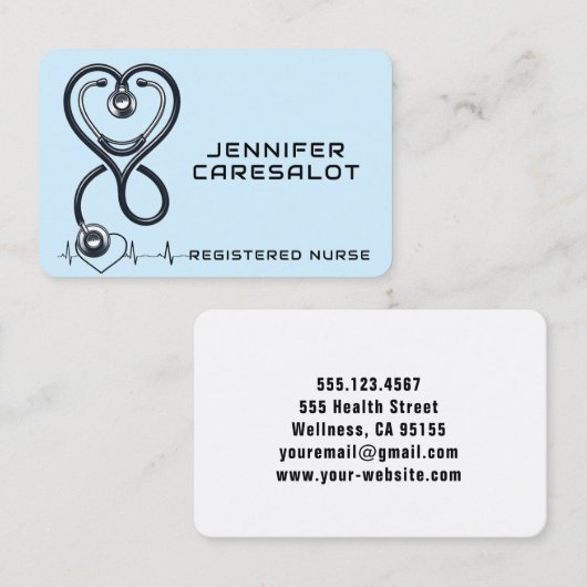 Krankenversicherung RN, LVN, LPN, Karrierekarte Visitenkarte (Vorne/Hinten)