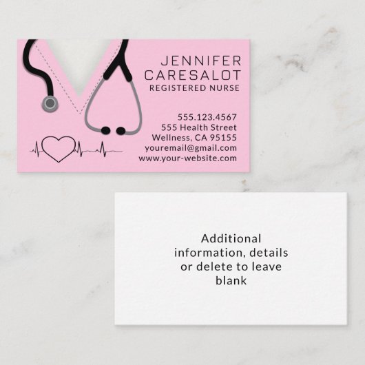 Krankenversicherung RN, LVN, LPN, Karrierekarte Visitenkarte (Vorne/Hinten)