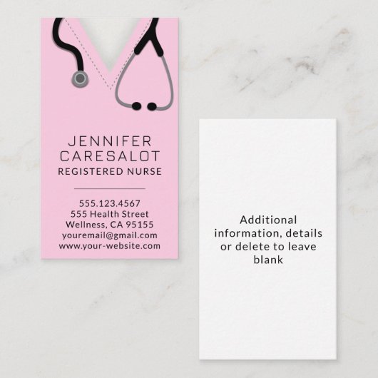 Krankenversicherung RN, LVN, LPN, Karrierekarte Visitenkarte (Vorne/Hinten)
