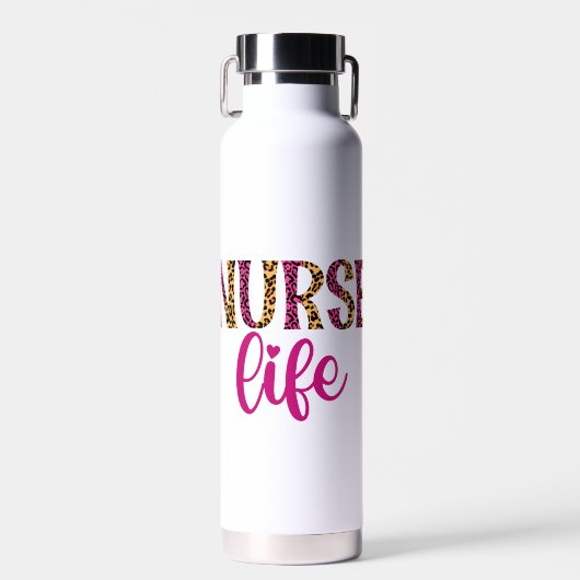 Krankenversicherung - Rosa und Leopard Print Trinkflasche (Vorne)