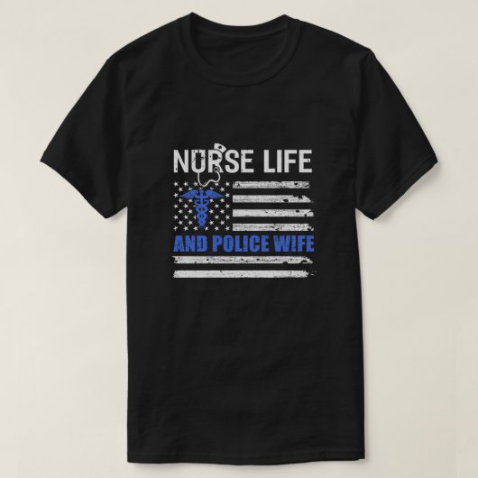 Krankenversicherung und polizeiliche Ehefrau Ameri T-Shirt (Design vorne)