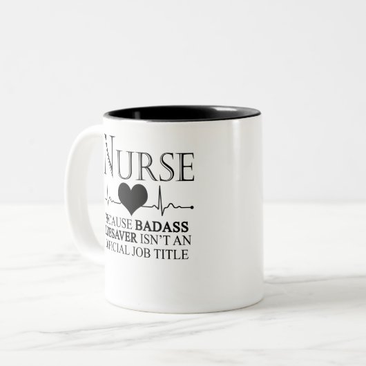 Krankenversicherung weil Badass Lifesaver kein Off Zweifarbige Tasse (Vorderseite Links)