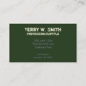 Krankenversicherungskarte der Armee Visitenkarte (Rückseite)