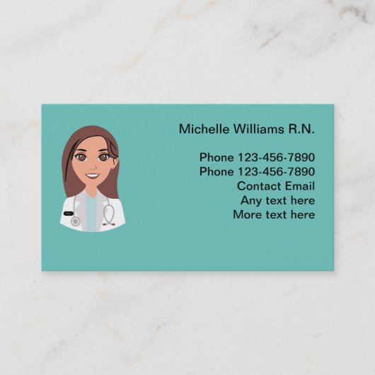 Krankenversicherungskarten für Krankenpflege Visitenkarte (Vorderseite)