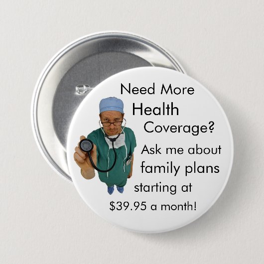 Krankenversicherungsschutz Button (Vorne & Hinten)