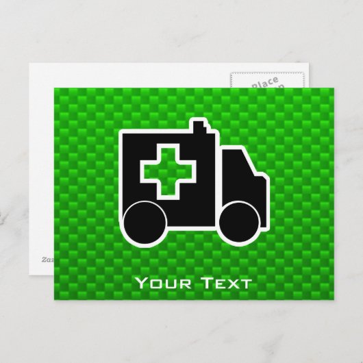 Krankenwagen; Grün Postkarte (Vorne/Hinten)