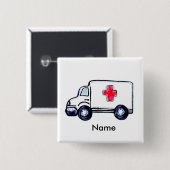 Krankenwagen quadratischer Pin Button (Vorne & Hinten)
