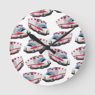 Krankenwagen Runde Wanduhr