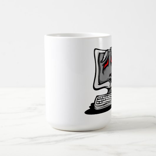 Kranker Computer mit der Kaffeetasse (Mittel)