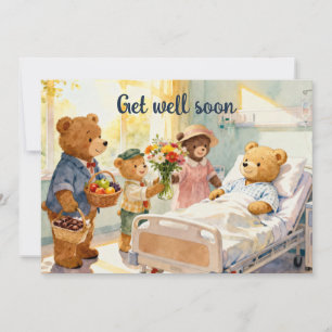 Kranker Teddybär im Krankenhaus mit Freunden 11 Karte
