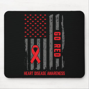 Krankheit amerikanische Flagge Go Red Heart Diseas Mousepad