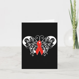 Krankheitsbewusstsein im Shirt Red Ribbon Butterfl Karte