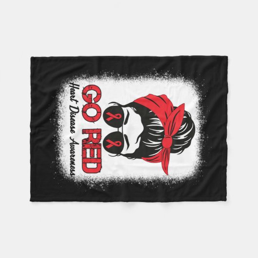 Krankheitsbewusstsein Monat Red Ribbon Messy Bun B Fleecedecke (Vorderseite (Horizontal))