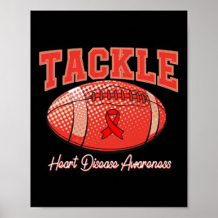 Krankheitsbewusstsein Monat Tackle Football Heart Poster
