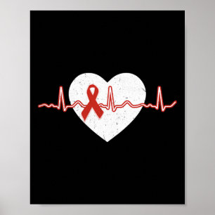 Krankheitsmonate Outfits Red Day Heart Ribbon Poster