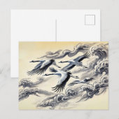 Kranmigration über Berge Chinesische Tinte Farbe F Postkarte (Vorne/Hinten)