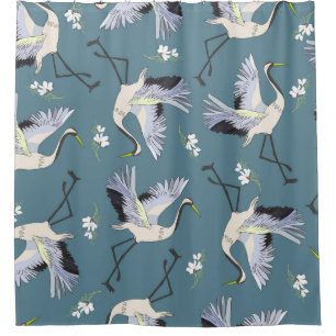 Kranmuster, Illustration Flying Bird. Duschvorhang
