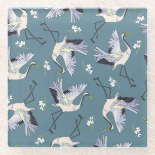 Kranmuster, Illustration Flying Bird. Glasuntersetzer