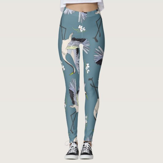 Kranmuster, Illustration Flying Bird. Leggings (Vorderseite)