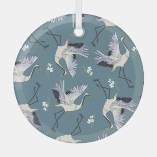 Kranmuster, Illustration Flying Bird. Ornament Aus Glas