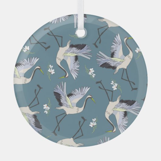 Kranmuster, Illustration Flying Bird. Ornament Aus Glas (Vorderseite)