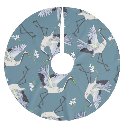 Kranmuster, Illustration Flying Bird. Polyester Weihnachtsbaumdecke (Vorderseite)