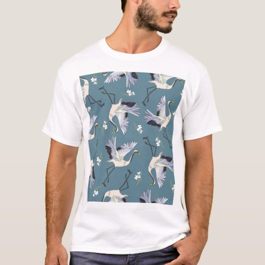 Kranmuster, Illustration Flying Bird. T-Shirt (Vorderseite)