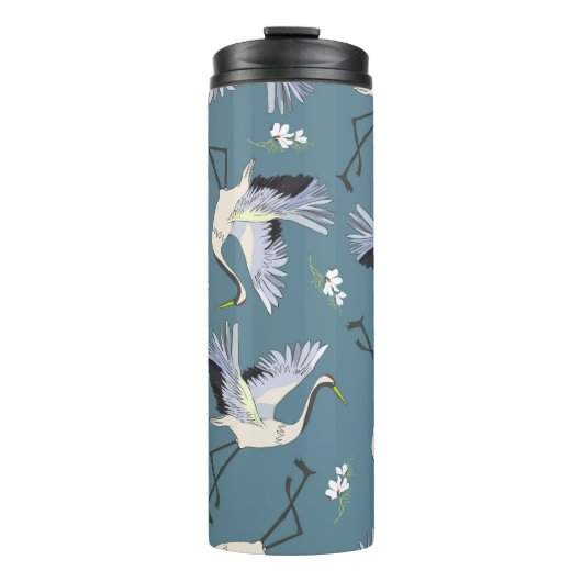 Kranmuster, Illustration Flying Bird. Thermosbecher (Vorderseite)