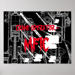 Kranoperator = MFIC VINTAG CRAWLER CRANE weiß Poster