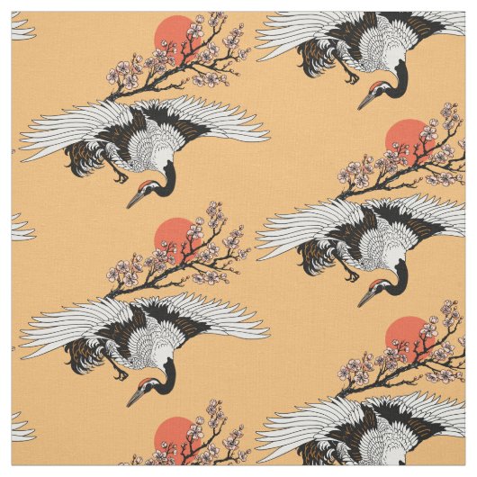 Kranvogel und blühende Sakura Stoff (Muster)