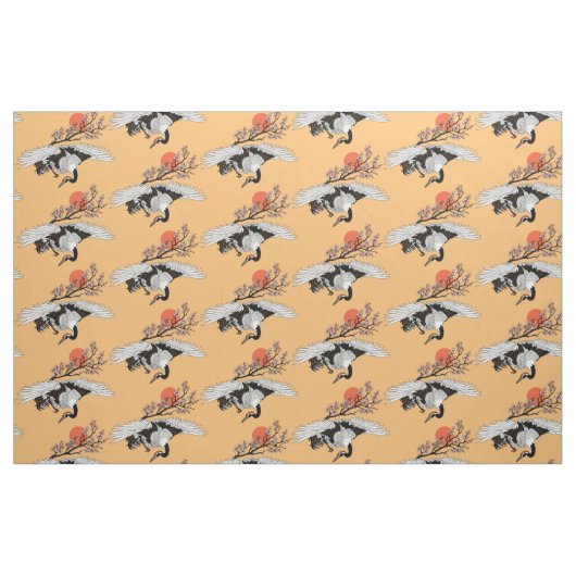 Kranvogel und blühende Sakura Stoff (Fat Quarter (45,7 x 55,9 cm))