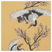 Kranvogel und blühende Sakura Stoff (Nahaufnahme)