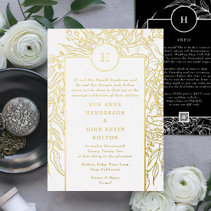 Kranz Alles in Einem QR CODE RSVP Website Hochzeit Folieneinladung