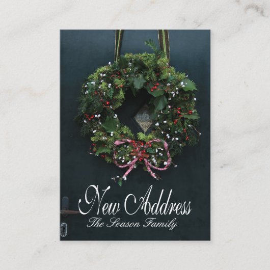 Kranz an Tür neue Adresse Begleitkarte (Vorderseite)