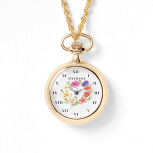 Kranz Aquarell Floral Pfingstrose Modern  Armbanduhr