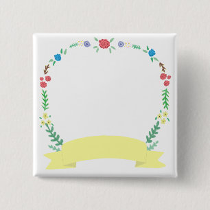 Kranz aus Wildblumen mit gelbem Banner Button